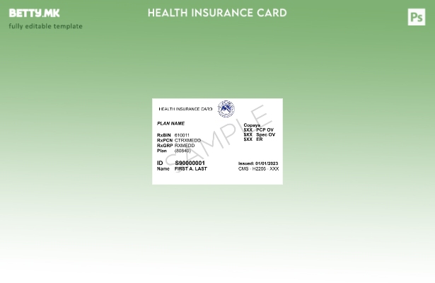 Модерен стил Шаблон за картичка за здравствено осигурување од Еритреја